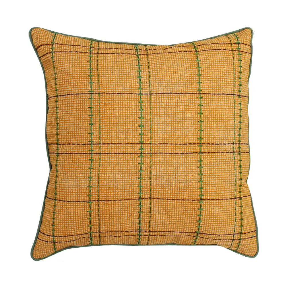 Sadyaska Embroidered Cotton Mustard Color ("16" X 16")… 1 Pcs Cushion Cover