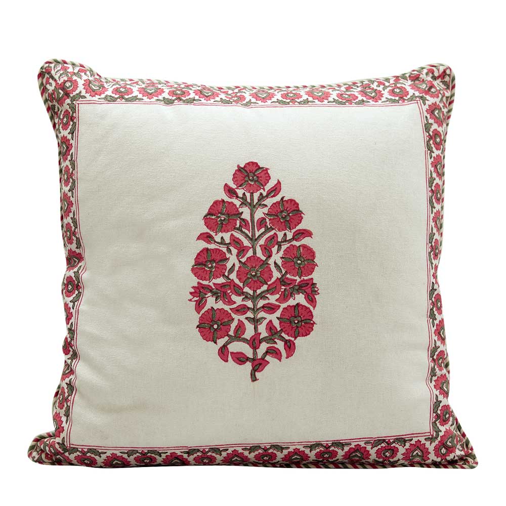 Sadyaska Hand Block Floral Printed Garden Living Room, Sofa Cotton 16"x16"… 1 Pcs Cushion Cover