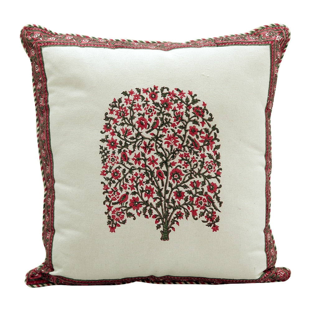 Sadyaska Floral Design Square Block Print Cotton 16"x16" Bedroom, Living Room, Patio s with Zippers… 1 Pcs Cushion Cover