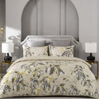 D'DECOR Premier Beige Printed Cotton Super King Bedsheet Set - 274x274cm - 3Pcs