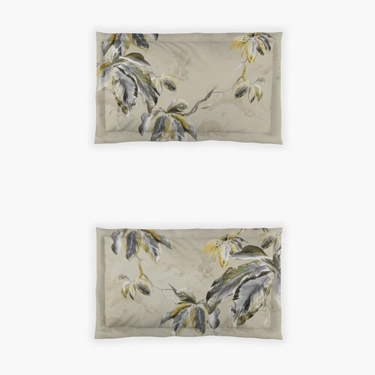 D'DECOR Premier Beige Printed Cotton Super King Bedsheet Set - 274x274cm - 3Pcs
