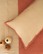 Sadyaska Quilted Sand and Terracotta Macao Reversible 1 Pcs Bedspread