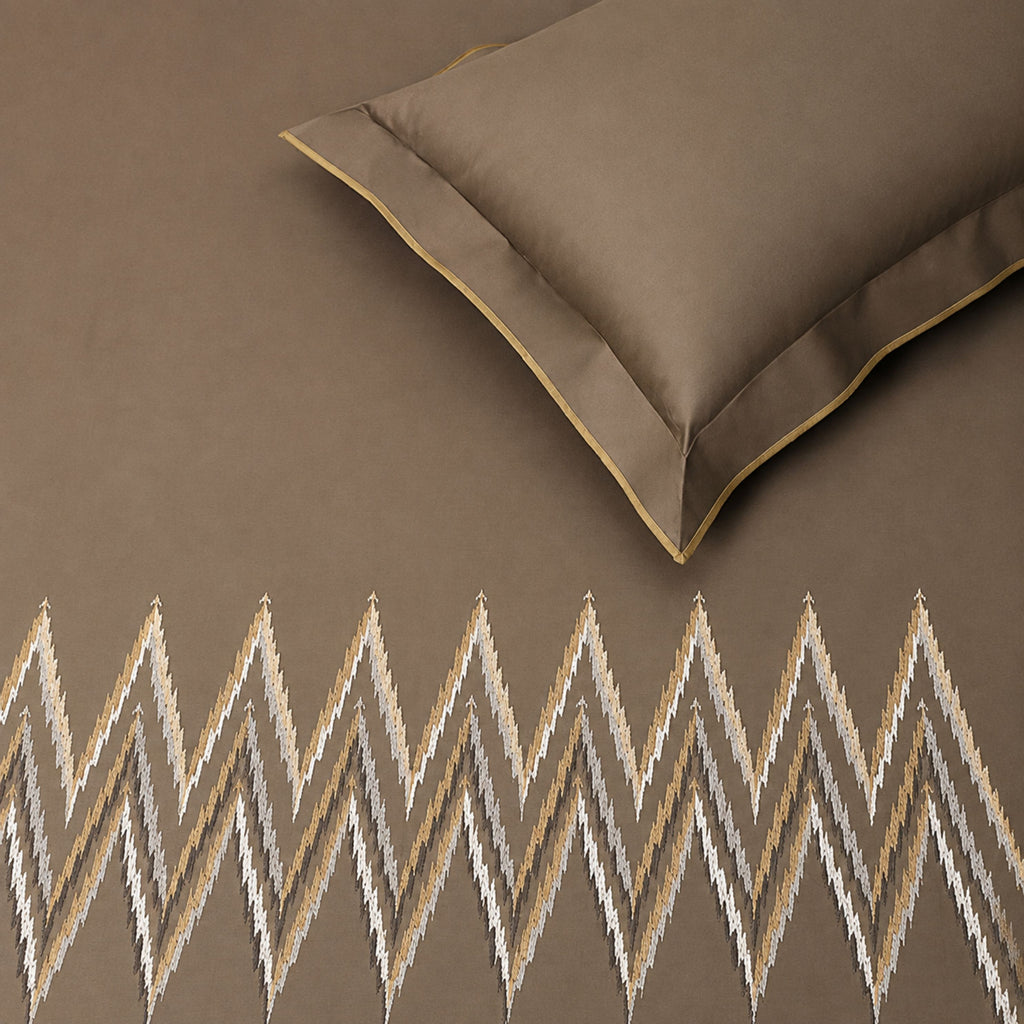 Sansaar by D'Decor Large Bedsheet Set with 2 Pillow Covers - Trinity - Cappuccino - Embroidered - 1 Pc