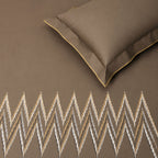 Sansaar by D'Decor Large Bedsheet Set with 2 Pillow Covers - Trinity - Cappuccino - Embroidered - 1 Pc