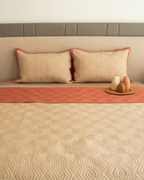 Sadyaska Quilted Sand and Terracotta Macao Reversible 1 Pcs Bedspread