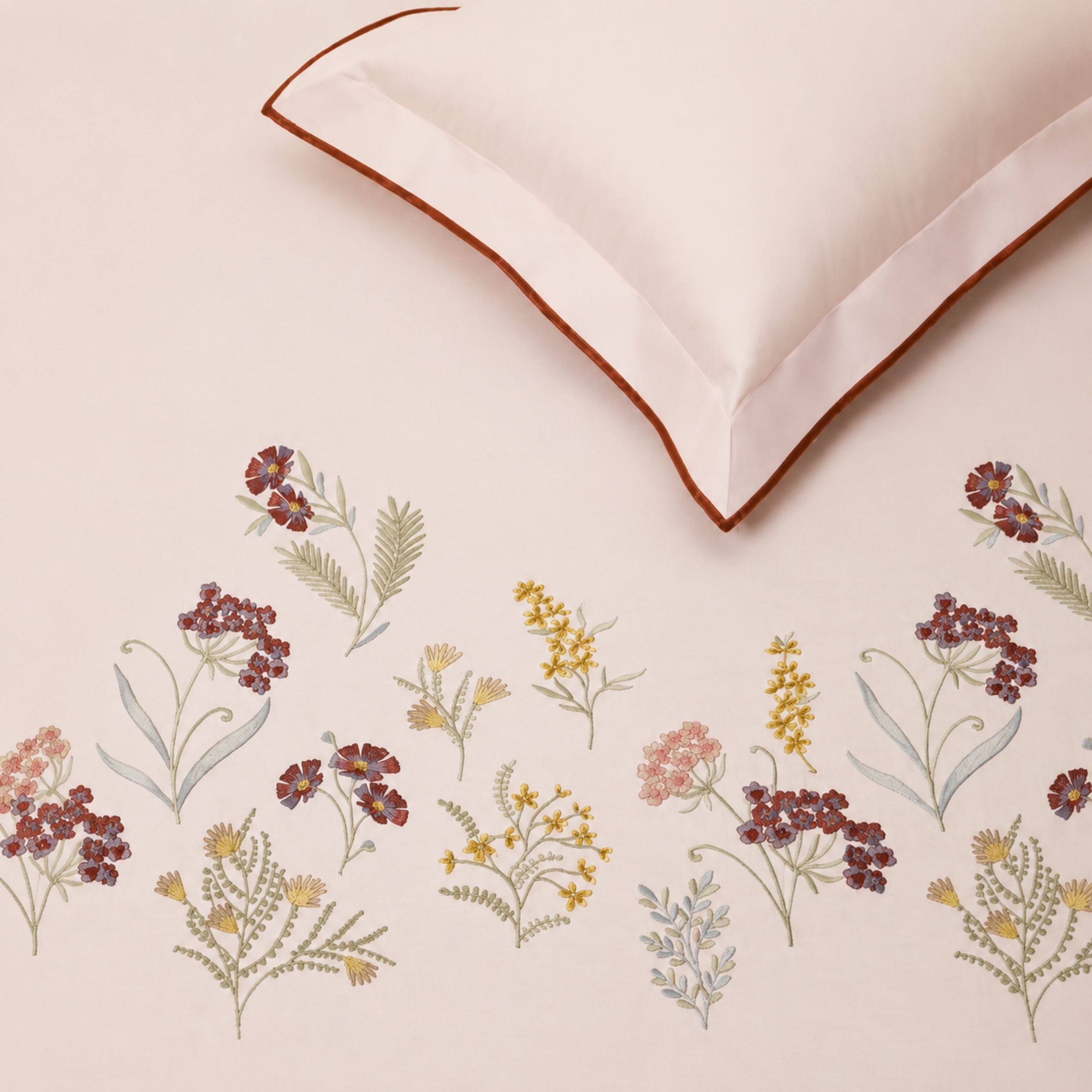 Sansaar by D'Decor Large Bedsheet Set with 2 Pillow Covers - Verna - Powder Pink - Embroidered - 1 Pc