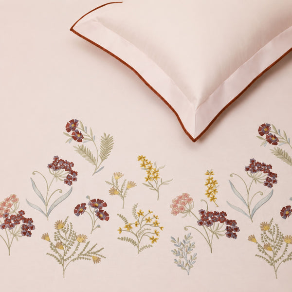 Sansaar by D'Decor Large Bedsheet Set with 2 Pillow Covers - Verna - Powder Pink - Embroidered - 1 Pc