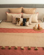 Sadyaska Quilted Sand and Terracotta Macao Reversible 1 Pcs Bedspread