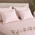 Sansaar by D'Decor Large Bedsheet Set with 2 Pillow Covers - Verna - Powder Pink - Embroidered - 1 Pc