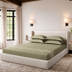 Sansaar by DDdecor Large Bedsheet Set with 2 Pillow Covers - Dart - Desert Taupe - Embroidered - 1 Pc