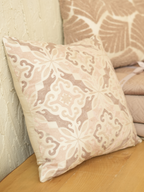 Sadyaska Mesa Oats Beige Cotton Embroidered 16" X 16" 1 Pcs Cushion Cover