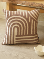 Sadyaska Dusk Oats Beige Cotton Embroidered 16" X 16" 1 Pcs Cushion Cover