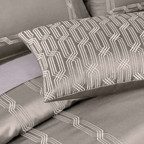 D'Decor Luxor Estella Taupe Luxury 6-Piece Bedding Gift Set | 800 TC Cotton Sateen Bedsheet & Embroidered Bed Cover | LX02 Taupe