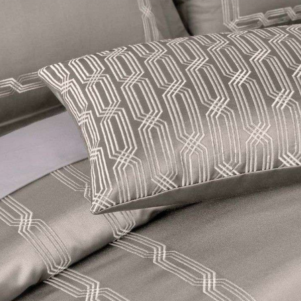 D'Decor Luxor Estella Taupe Luxury 6-Piece Bedding Gift Set | 800 TC Cotton Sateen Bedsheet & Embroidered Bed Cover | LX02 Taupe