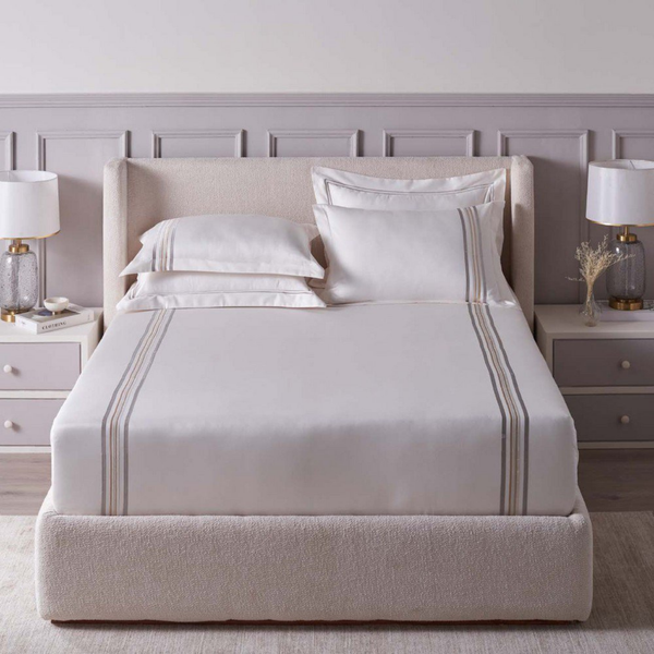 D'Decor Imperial II Gatsby White Alyssum Elegant Embroidered 5-Piece Double Bedsheet Set | IP06 White Alyssum