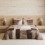 D'Decor Wabi Sabi Allure Toasted Coconut Abstract Digitally Printed 5-Piece Double Bedsheet Set | WS05 Allure Toasted Coconut