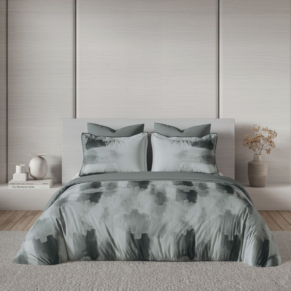 D'Decor Mirage Reverie Gunmetal Abstract Digitally Printed 3-Piece Double Bedsheet Set | MS05 Gunmetal