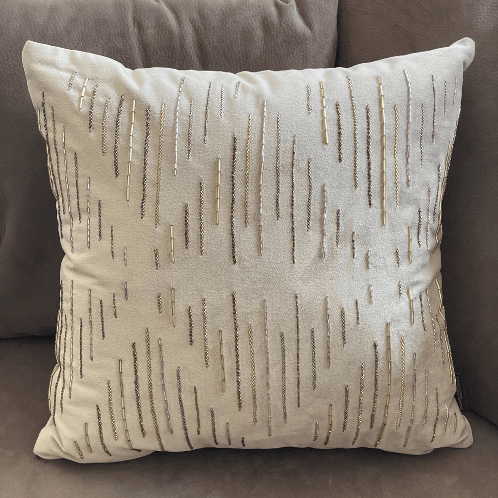 Sadyaska Decorative Delineate Champagne Gold Velvet 16x16 1 Pcs Cushion Cover