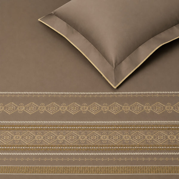 Sansaar by DDdecor Large Bedsheet Set with 2 Pillow Covers - Tessera - Southern Vine - Embroidered - 1 Pc