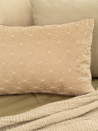 Sadyaska Geovibe Beige Cotton Embroidered 12" X 18" 1 Pcs Cushion Cover