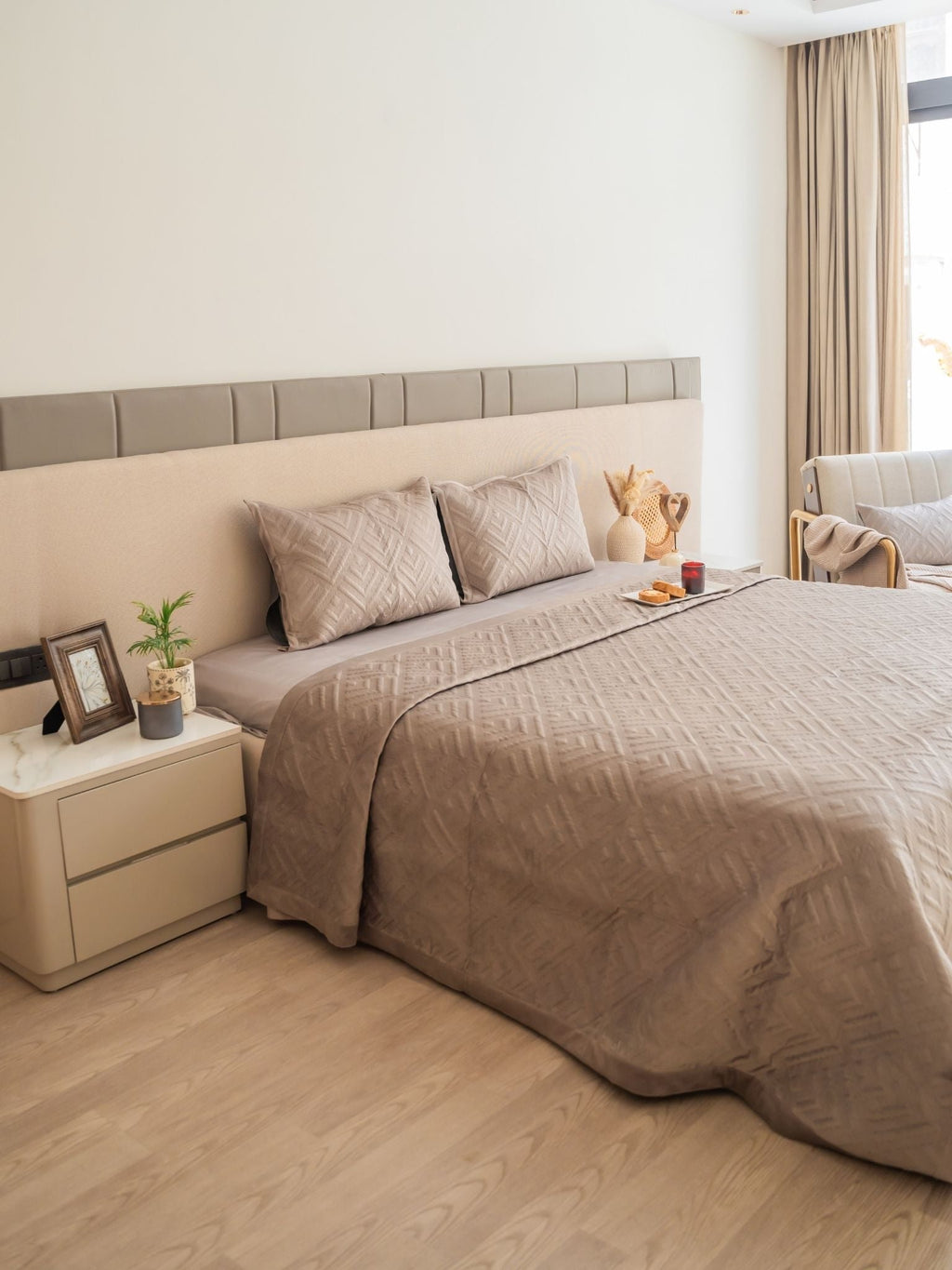 Sadyaska Seoul Silver Velvet Set 1 Pcs Bedspread