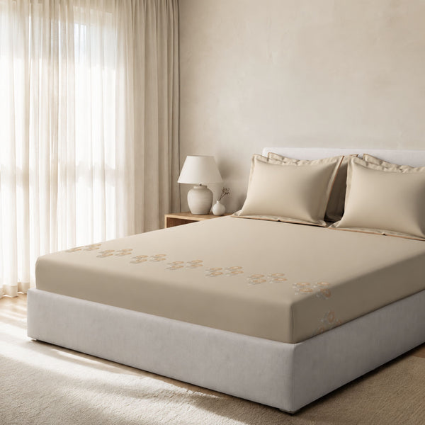 Sansaar by D'Decor Large Bedsheet Set with 2 Pillow Covers - Sorell - Maison Husk - Embroidered - 1 Pc
