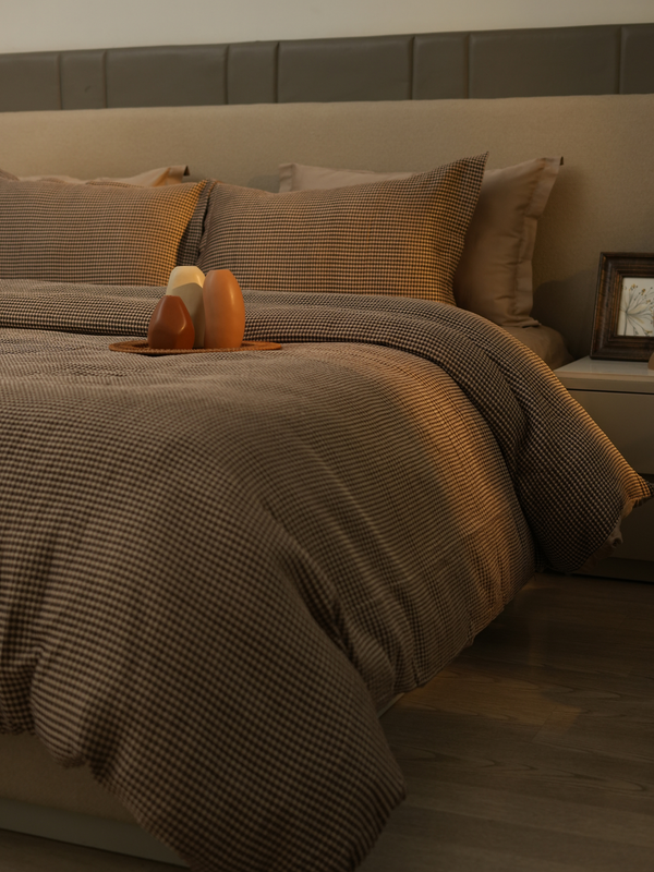 Sadyaska Honeycomb Coffee Woven 1 Pcs Duvet Cover