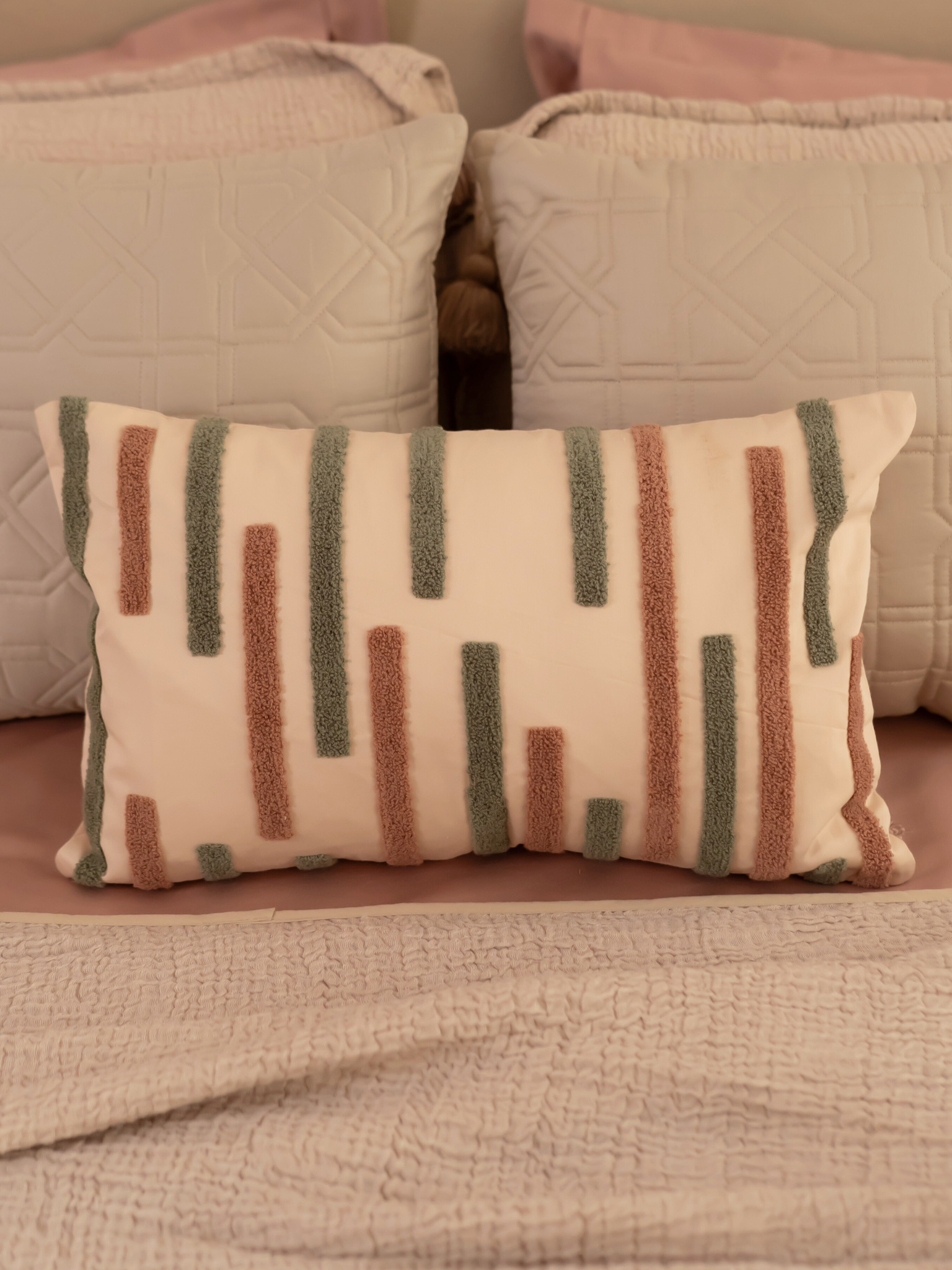 Sadyaska Sleeklines Buff Cotton Embroidered 12" X 18" 1 Pcs Cushion Cover