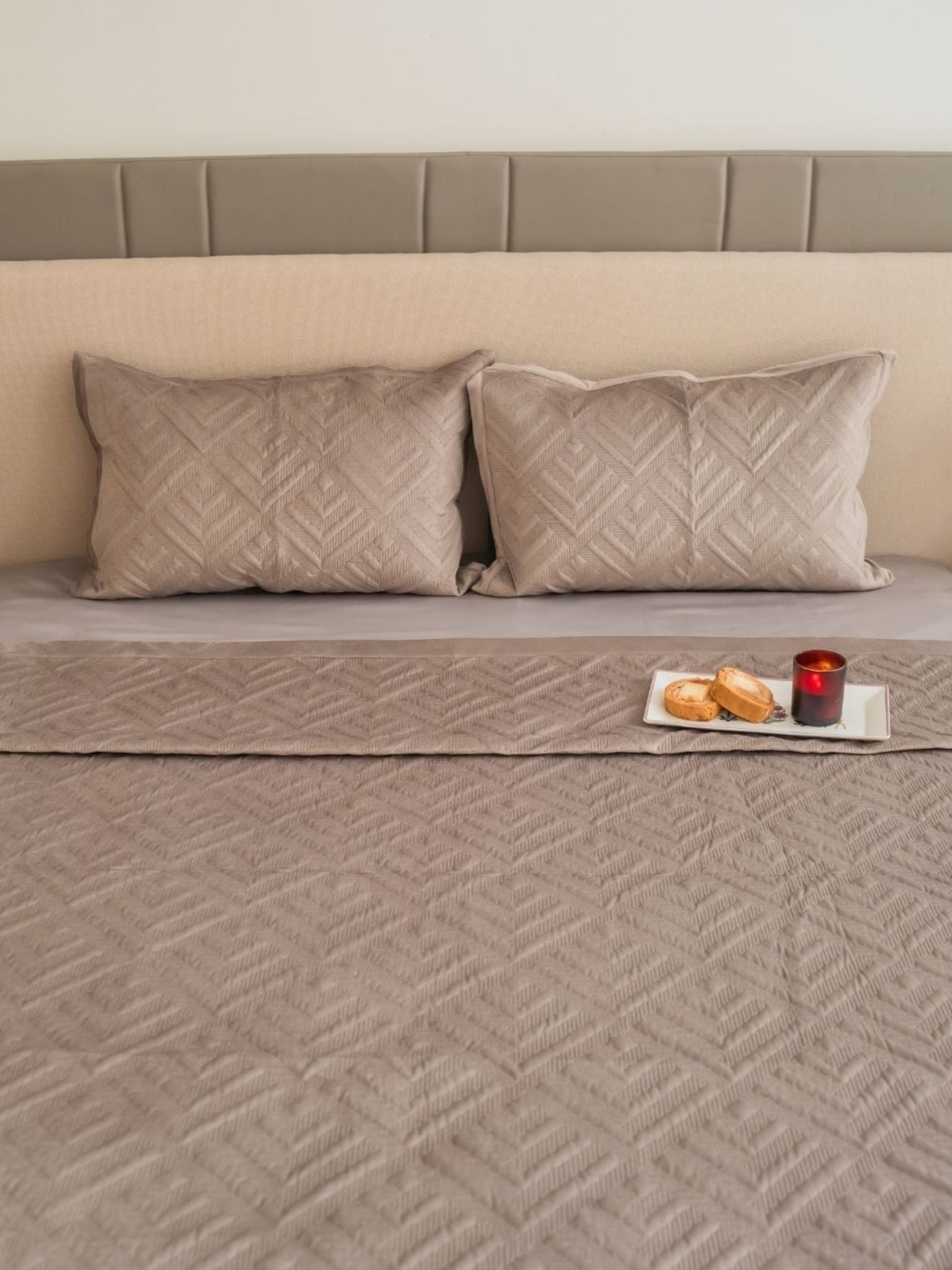 Sadyaska Seoul Silver Velvet Set 1 Pcs Bedspread