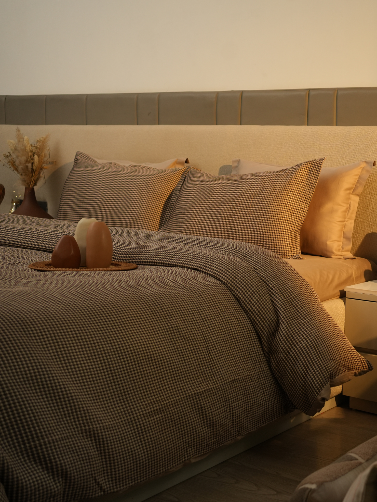Sadyaska Honeycomb Coffee Woven 1 Pcs Duvet Cover Set