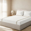 Sansaar by DDdecor Large Bedsheet Set with 2 Pillow Covers - Daffodil - Ivory - Embroidered - 1 Pc