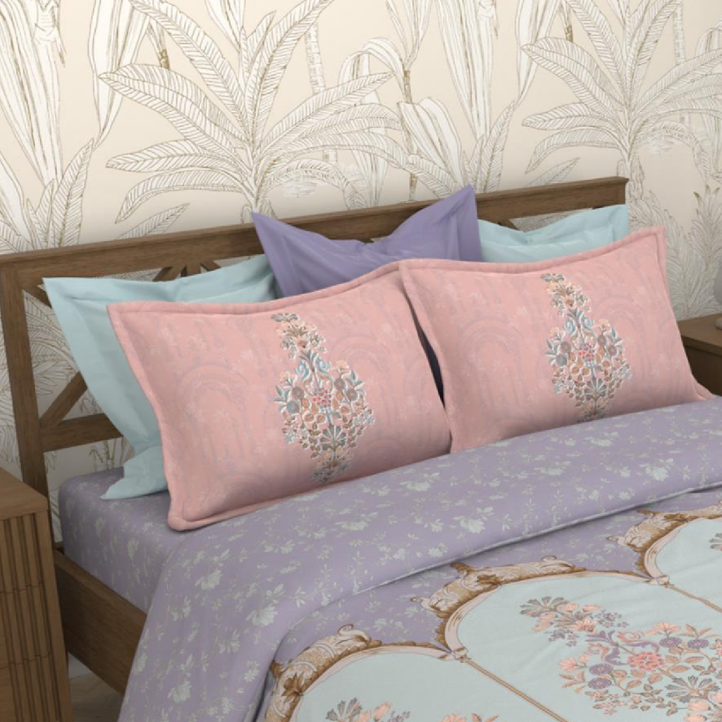 Bombay Dyeing Rani Ka Buag 7819 Heritage Floral 400TC Cotton Satin King Bedsheet Set | 7819 Sisodia Rani Bagh