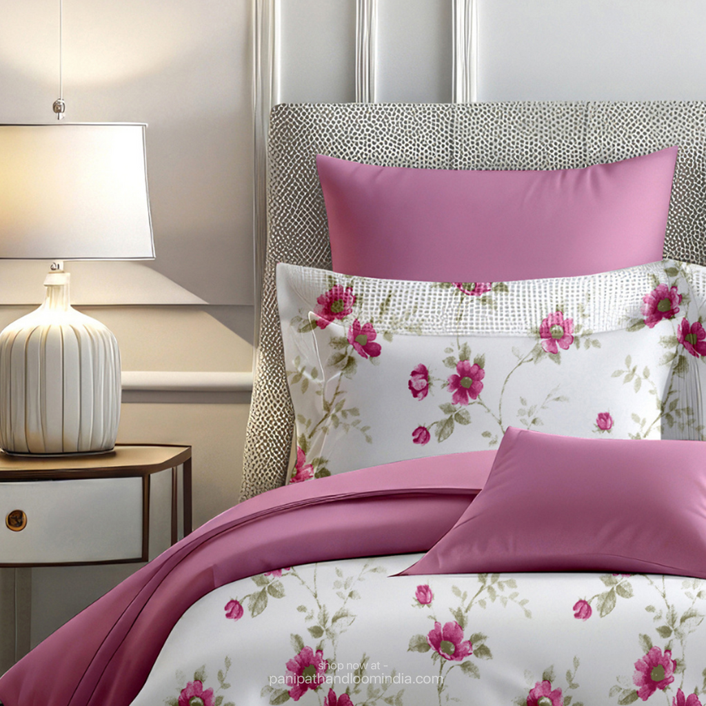 Linsdon Home House of Whites Serene Petals | Pastel Lavender Digitally Printed 100% Cotton King Bedsheet Set