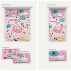 D'Decor Kids Zone Girl Power Bubble Gum Digital Print Cotton Bedsheet Set.