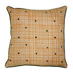 Sadyaska Dot Embroidery Hand Block Print with Manual Embroidery Ivory Color (16" X 16")… 1 Pcs Cushion Cover