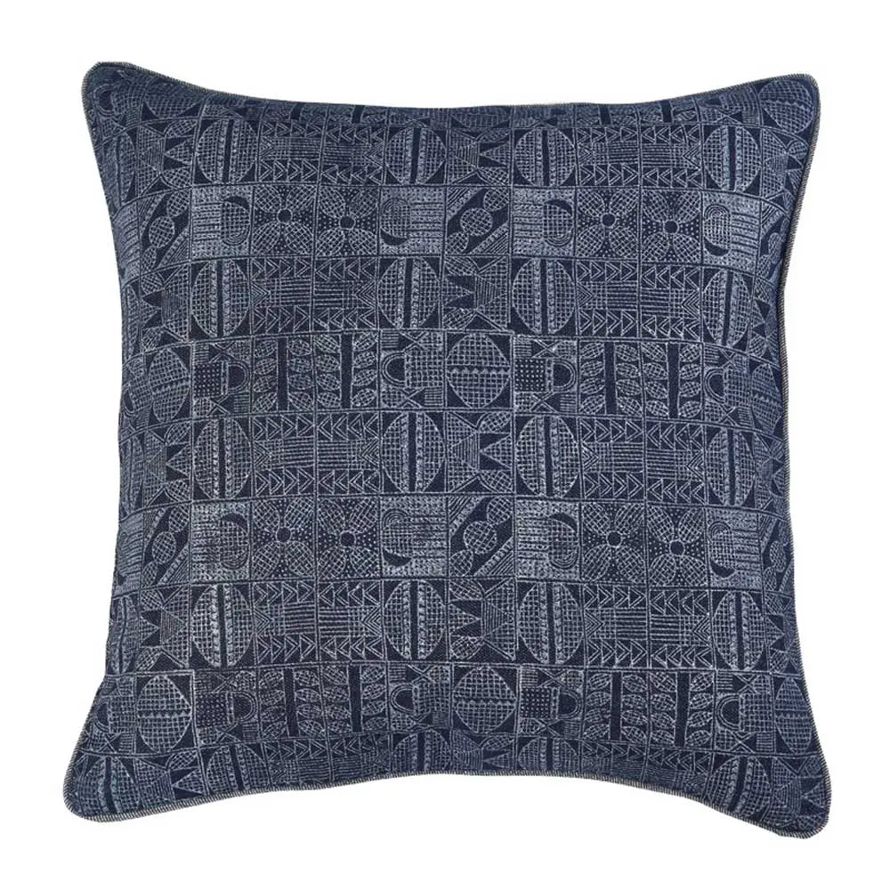 Sadyaska Designer Hand Block Printed Cushion Cases Indiana Denim Pillow Case 16" X 16"… 1 Pcs Cushion Cover