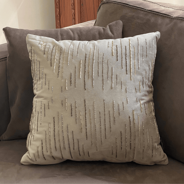 Sadyaska Decorative Delineate Champagne Gold Velvet 16x16 1 Pcs Cushion Cover