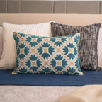 Sadyaska Mariana Pearl Grey Cotton Embroidered (Size : 12"X18") 1 Pcs Cushion Cover