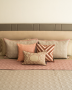 Sadyaska Quilted Beige and Old Rose Malta Reversible 1 Pcs Bedspread