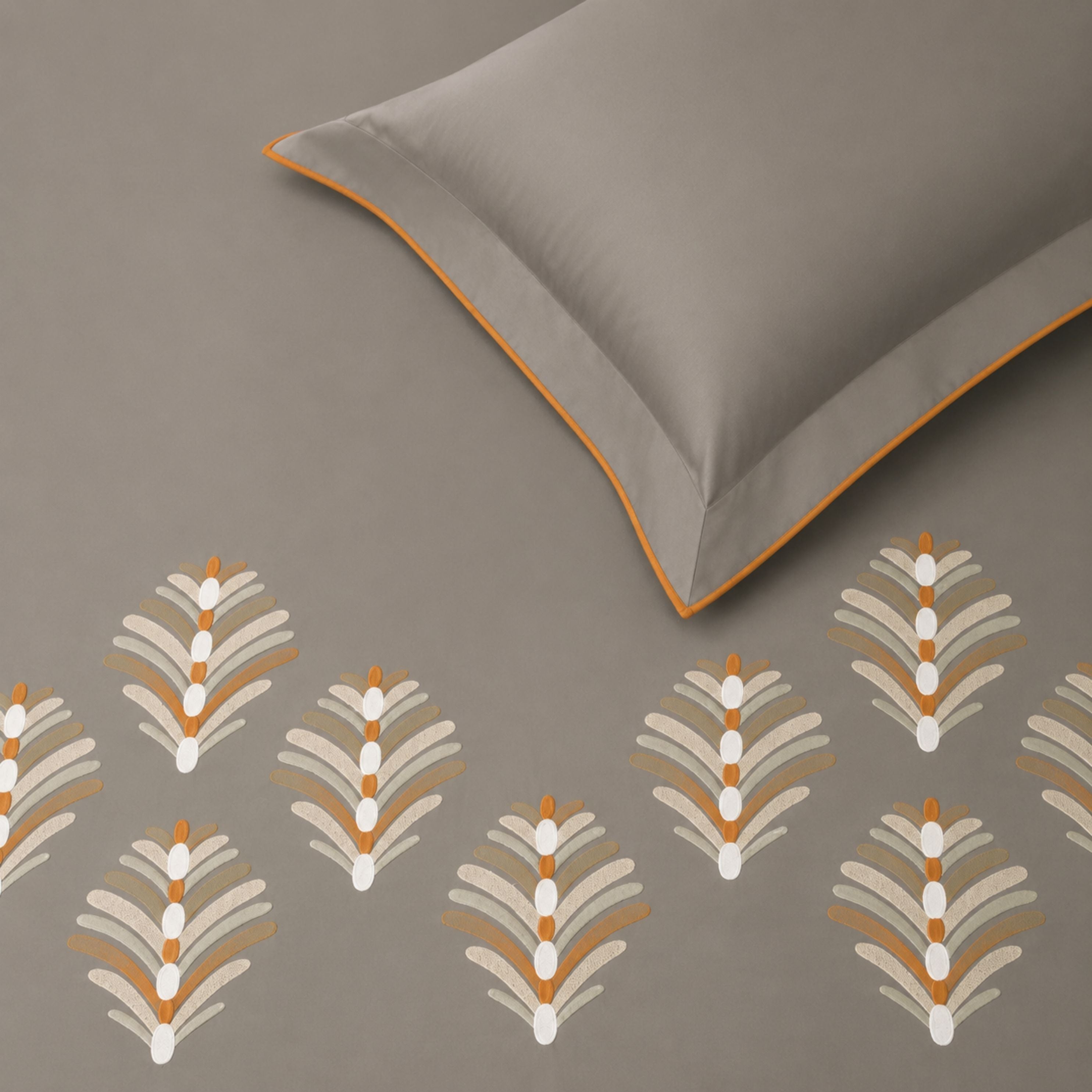 Sansaar by DDdecor Large Bedsheet Set with 2 Pillow Covers - Sylvan - Grey - Embroidered - 1 Pc