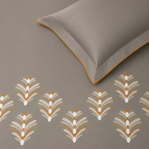 Sansaar by DDdecor Large Bedsheet Set with 2 Pillow Covers - Sylvan - Grey - Embroidered - 1 Pc