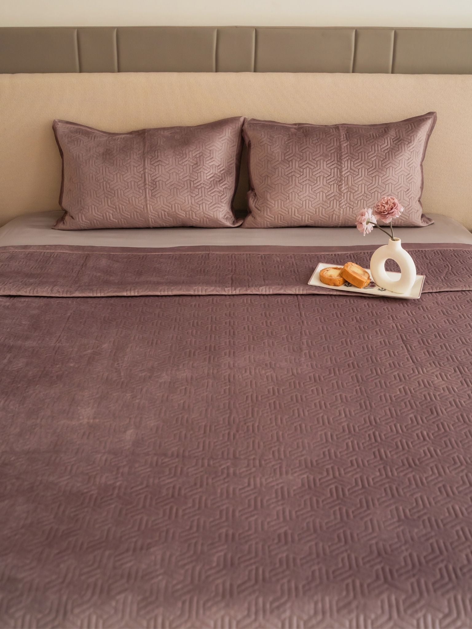 Sadyaska Zayne Lilac Velvet Set 1 Pcs Bedspread