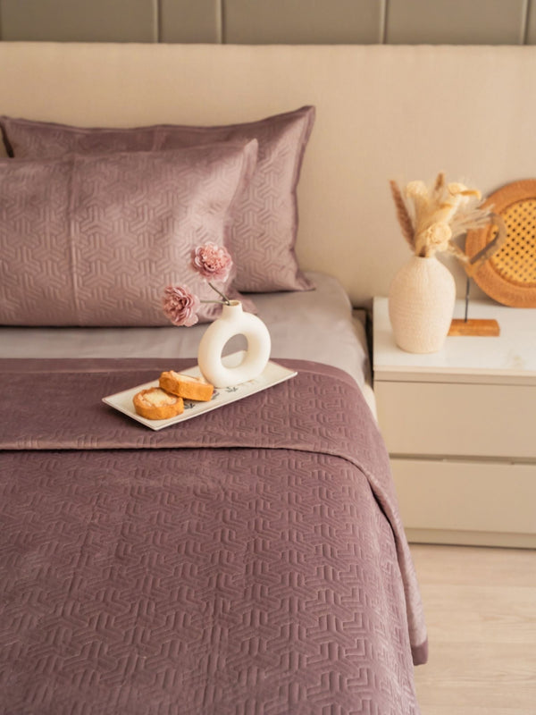 Sadyaska Zayne Lilac Velvet Set 1 Pcs Bedspread