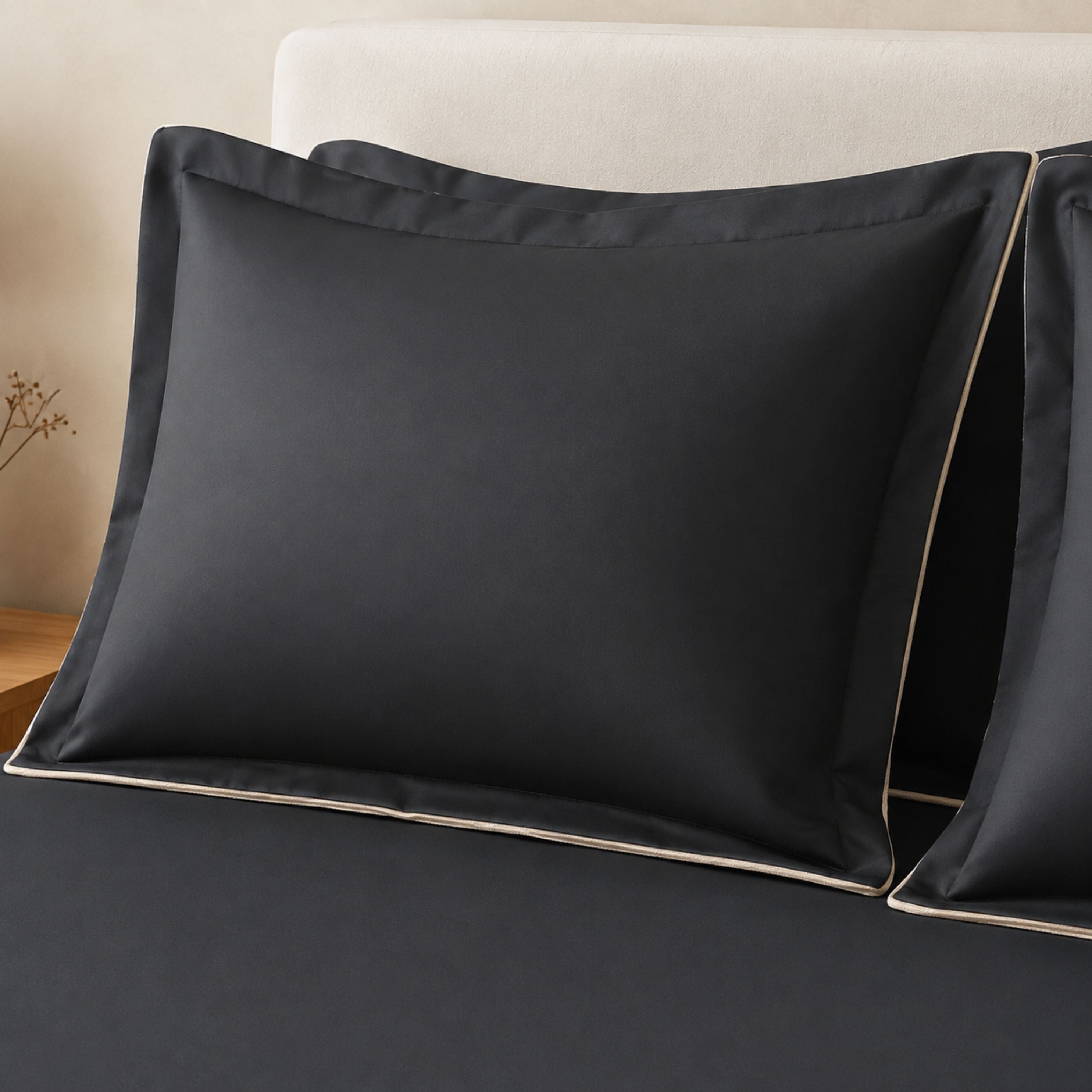 Sansaar by D'Decor Large Bedsheet Set with 2 Pillow Covers - Delta - Ebony - Embroidered - 1 Pc