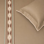 Sansaar by DDdecor Large Bedsheet Set with 2 Pillow Covers - Delia - Coffee - Embroidered - 1 Pc