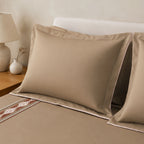 Sansaar by DDdecor Large Bedsheet Set with 2 Pillow Covers - Delia - Coffee - Embroidered - 1 Pc