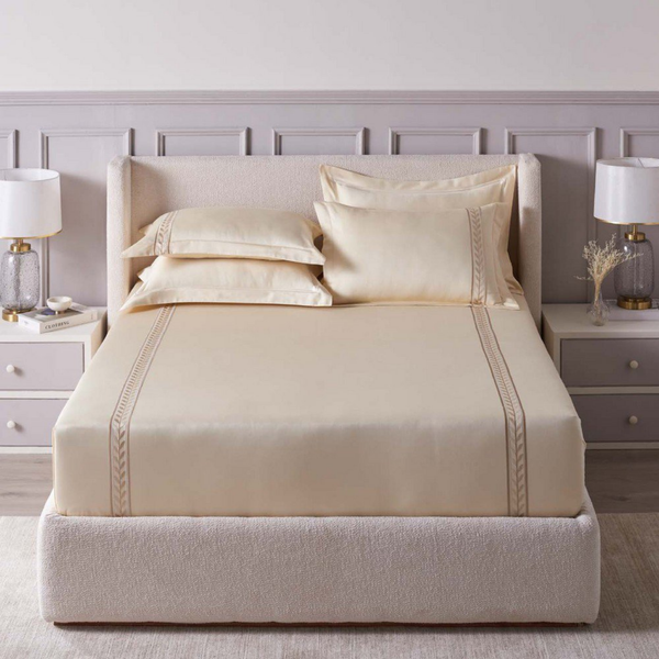 D'Decor Imperial II Ansonia Rutbaga Elegant Embroidered 5-Piece Double Bedsheet Set | IP07 Rutbaga
