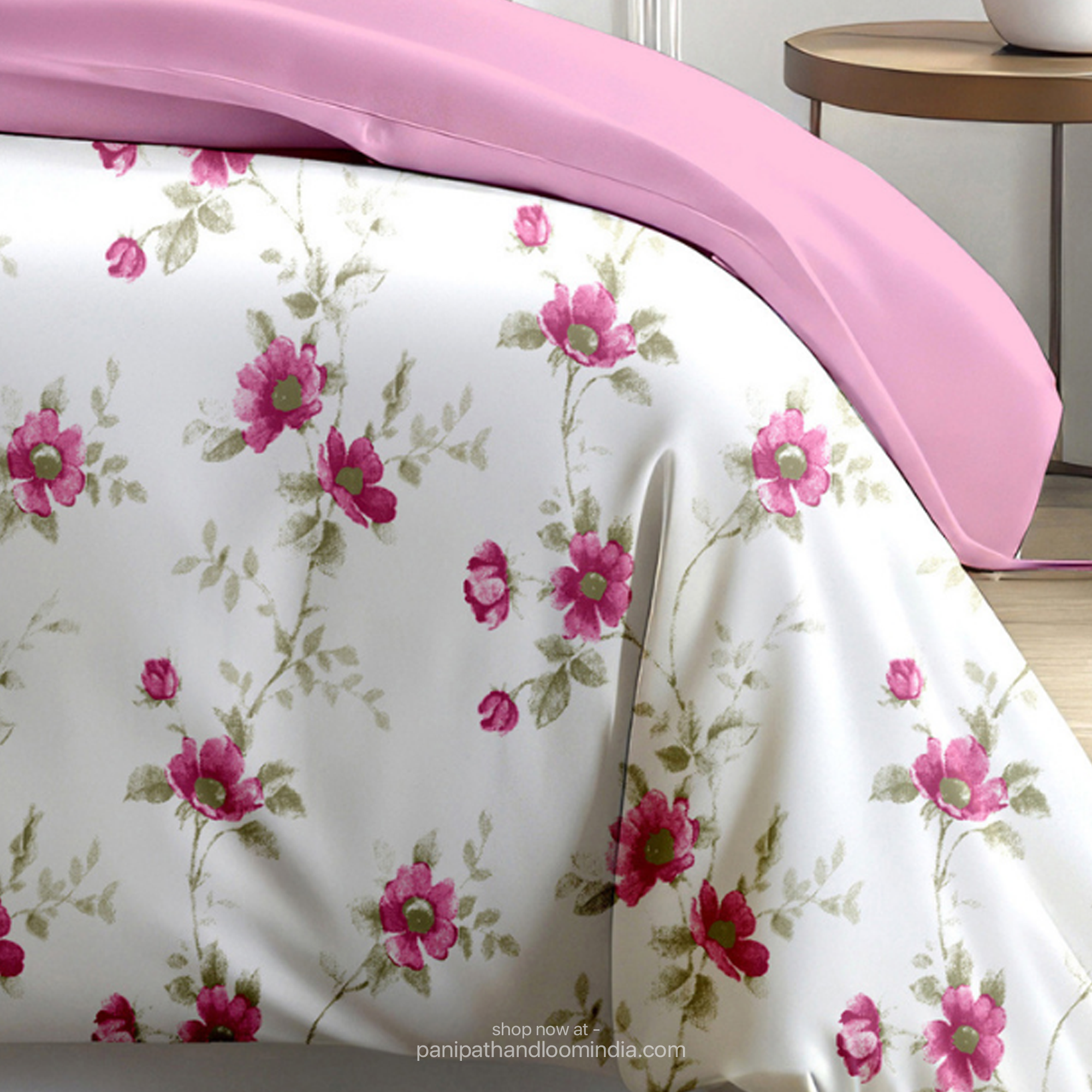 Linsdon Home House of Whites Serene Petals | Pastel Lavender Digitally Printed 100% Cotton King Bedsheet Set