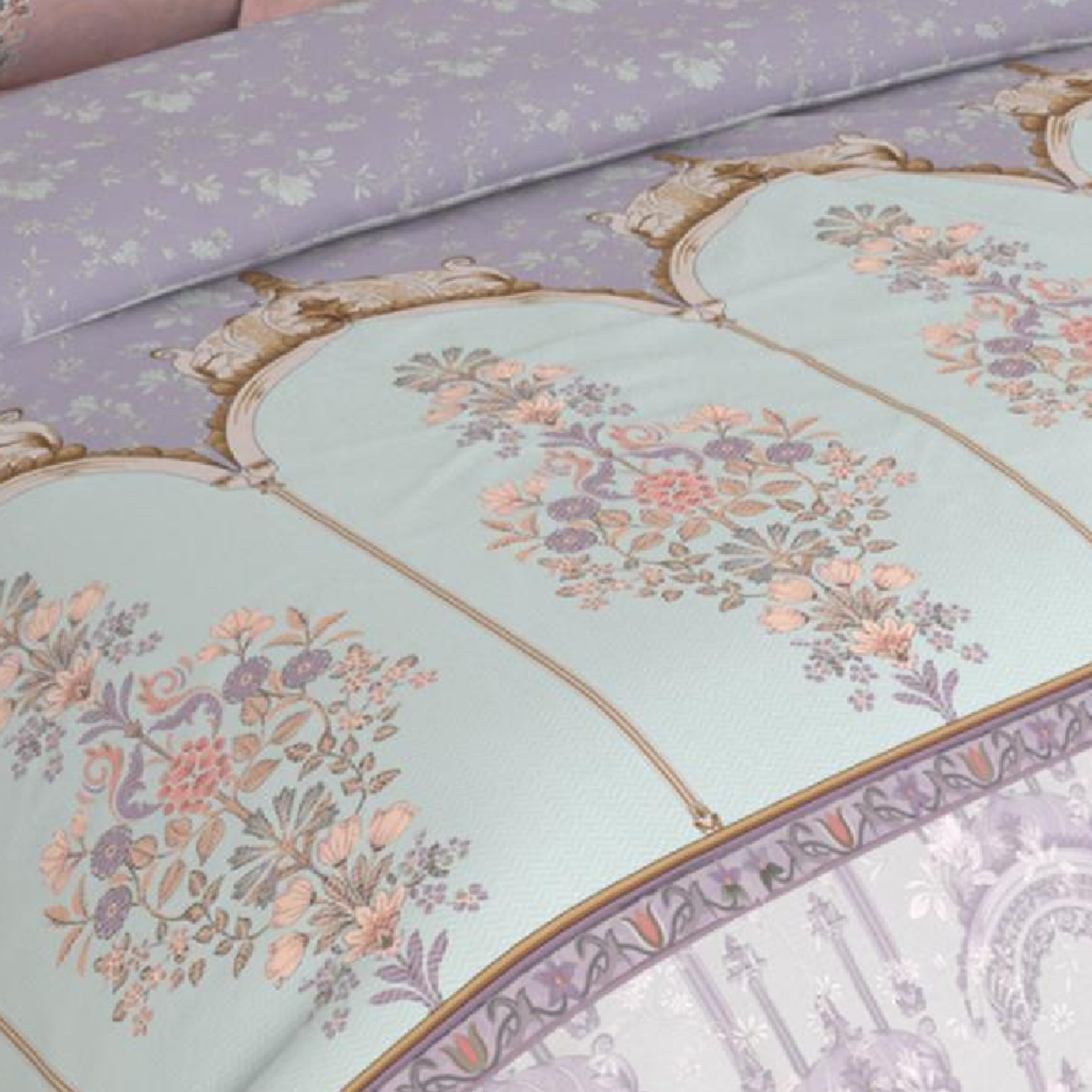 Bombay Dyeing Rani Ka Buag 7819 Heritage Floral 400TC Cotton Satin King Bedsheet Set | 7819 Sisodia Rani Bagh
