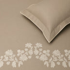 Sansaar by DDdecor Large Bedsheet Set with 2 Pillow Covers - Waterlily - Mocha Meringue - Embroidered - 1 Pc